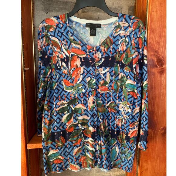 Art to Wear Grace Elements Large Petite Colorful Floral Cardigan - Picture 3 of 6